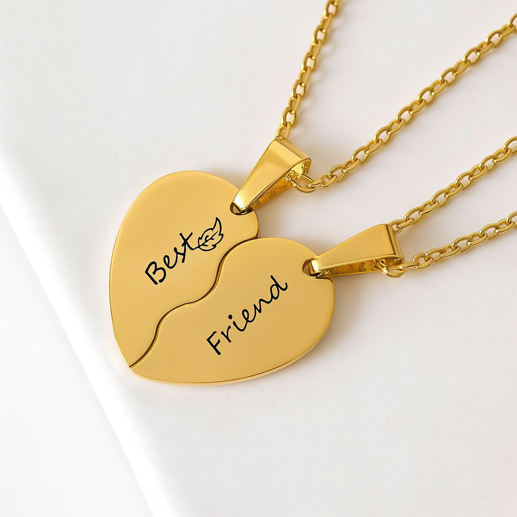 "Un Solo Lazo" Collar corazón partido personalizado + box de regalo