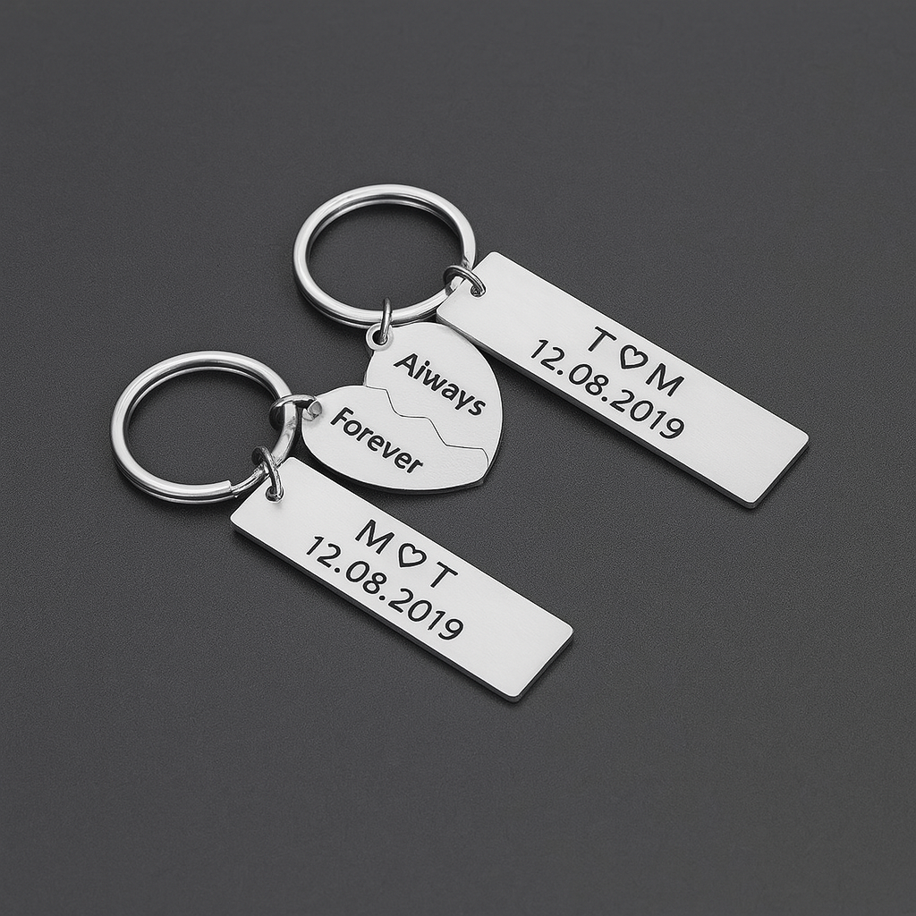 "Siempre Unido a Ti" pack de 2 Llaveros personalizados + box de regalo