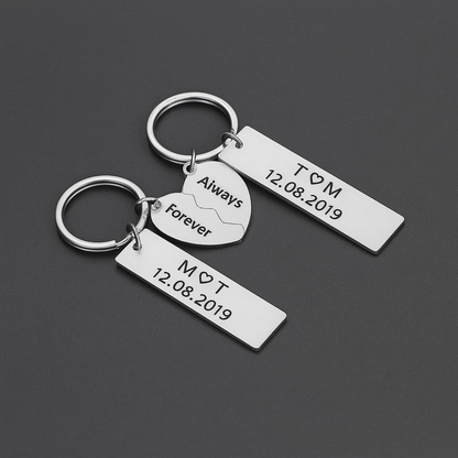 "Siempre Unido a Ti" pack de 2 Llaveros personalizados + box de regalo