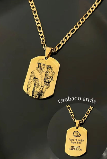 "Placa de Recuerdo” Collar militar personalizado + box de regalo