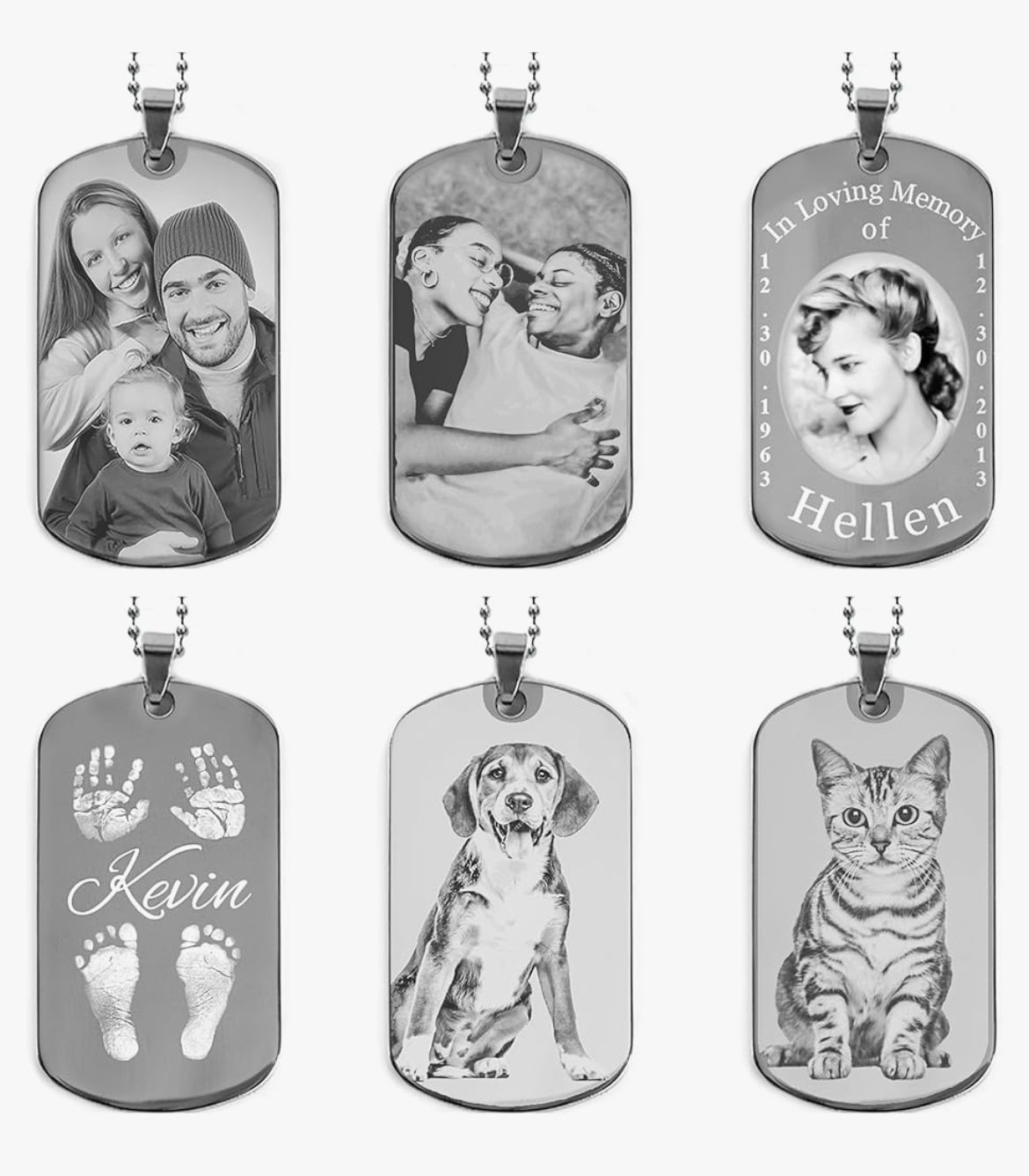 Collar fotograbado con frase y box de regalo F