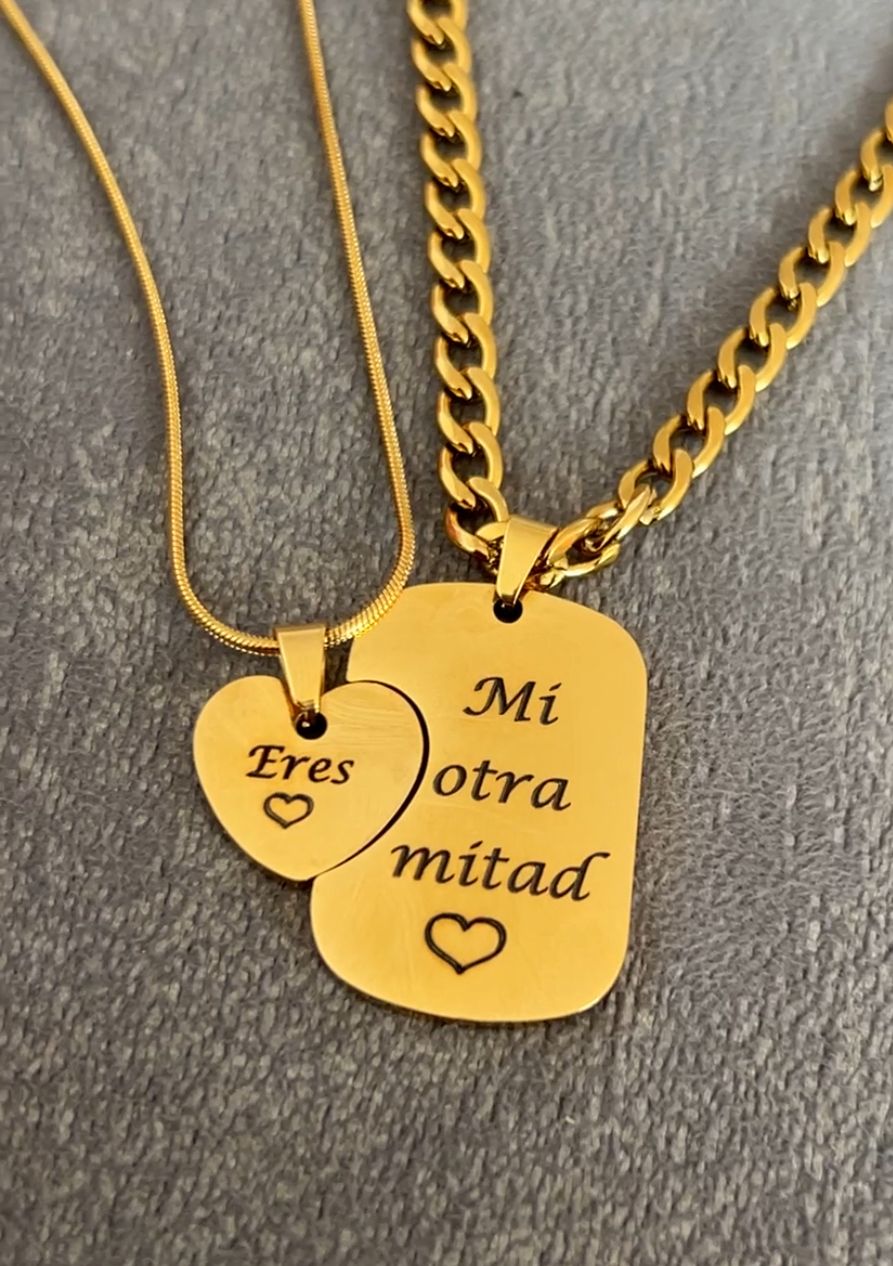 "Un Solo Lazo" Collar corazón partido personalizado + box de regalo