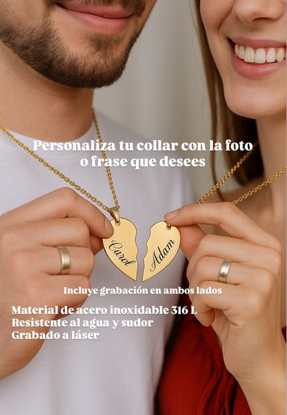 “Siempre Juntos” 2 collares personalizados + Carro Hot Wheels y Box de Regalo